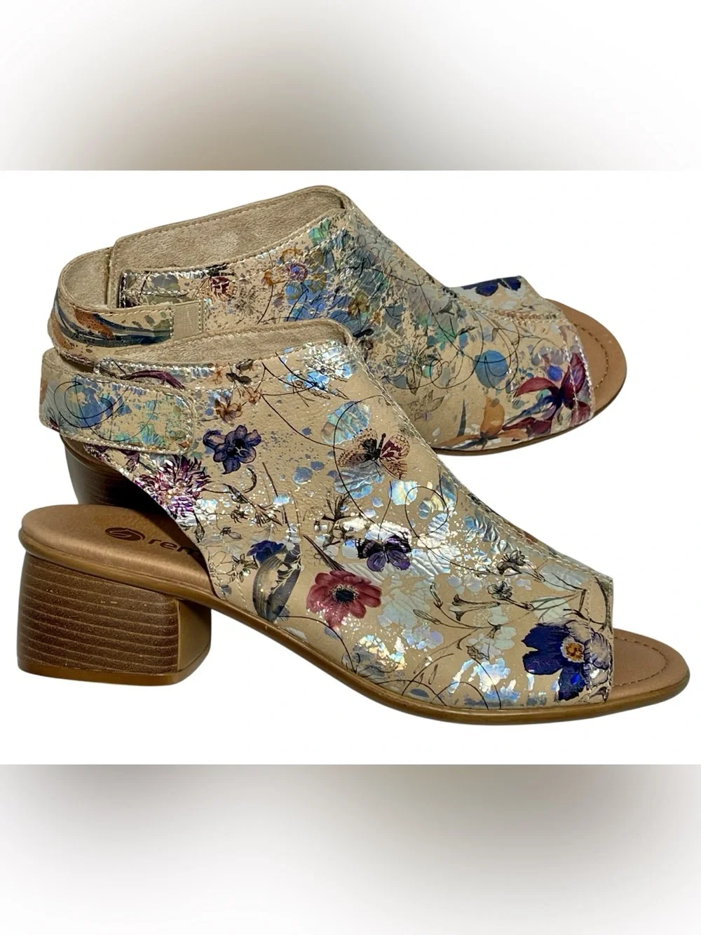 Remonte Sling Luxury Floral Butterflies Leather Sandals Us 9 Women's EU 40 Rare - Picture 10 of 13
